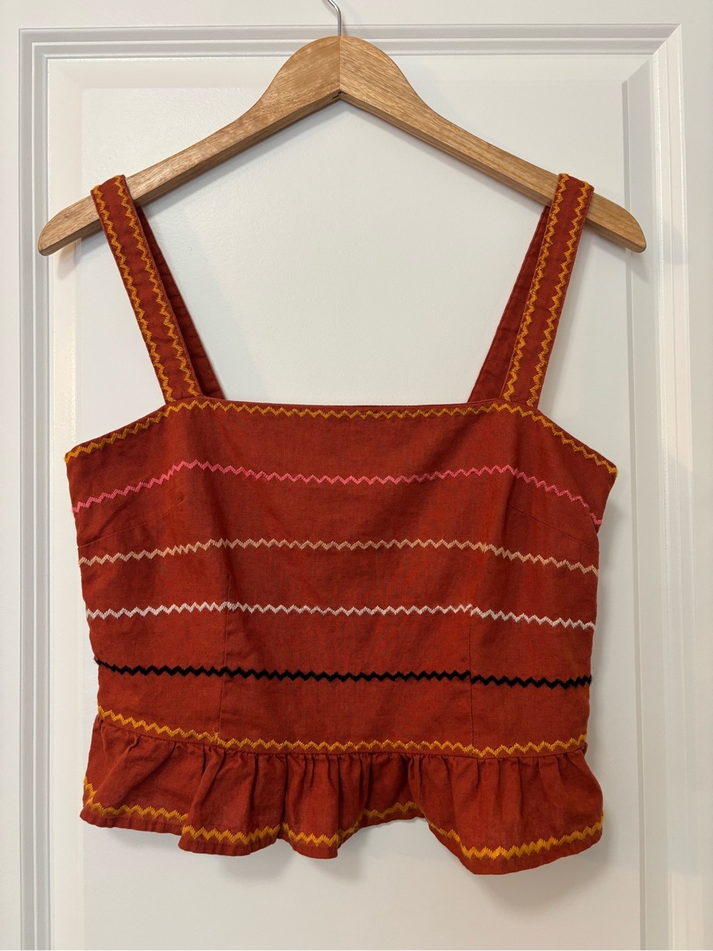 Forever 21 Orange Multicolor Striped Cami Side Zip Crop Top, Size M